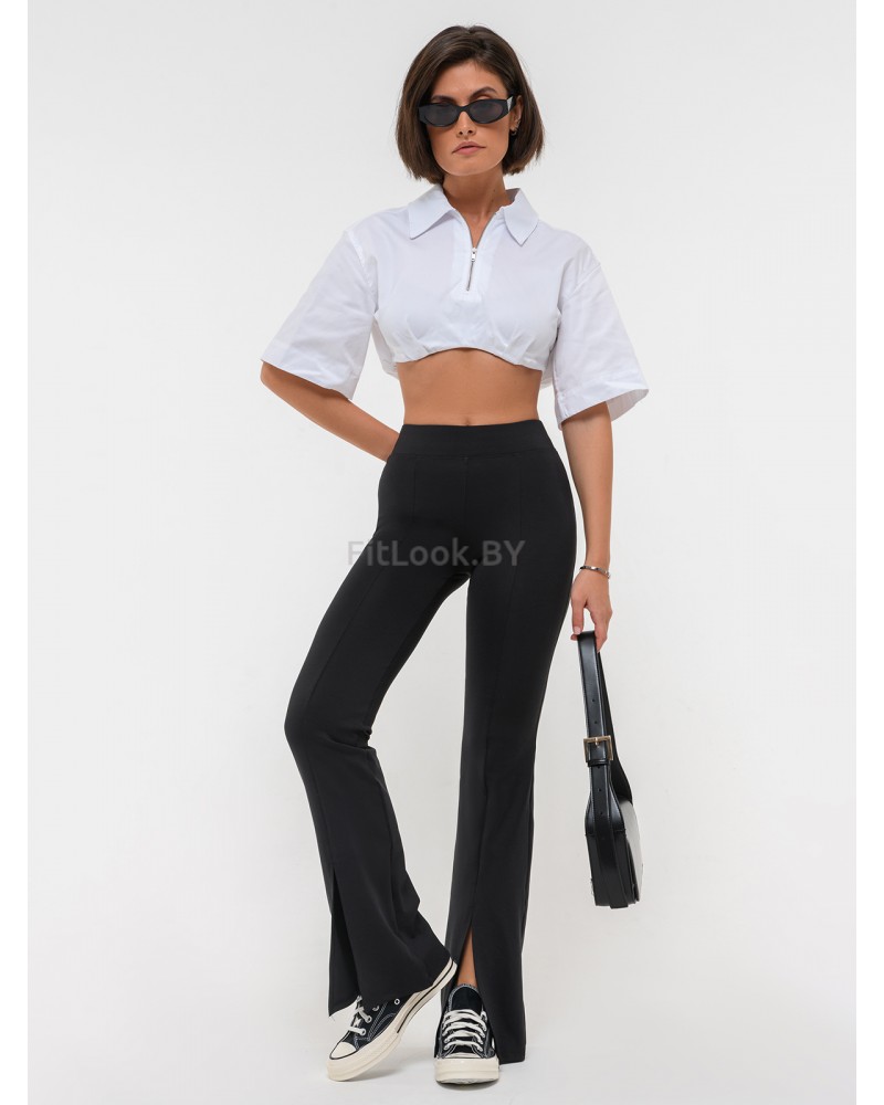 Спортивные брюки-клеш с разрезами и высокой талией Neverlate Slash