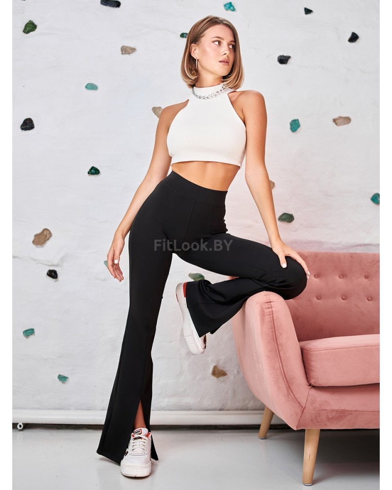 Спортивные брюки-клеш с разрезами и высокой талией Neverlate Slash