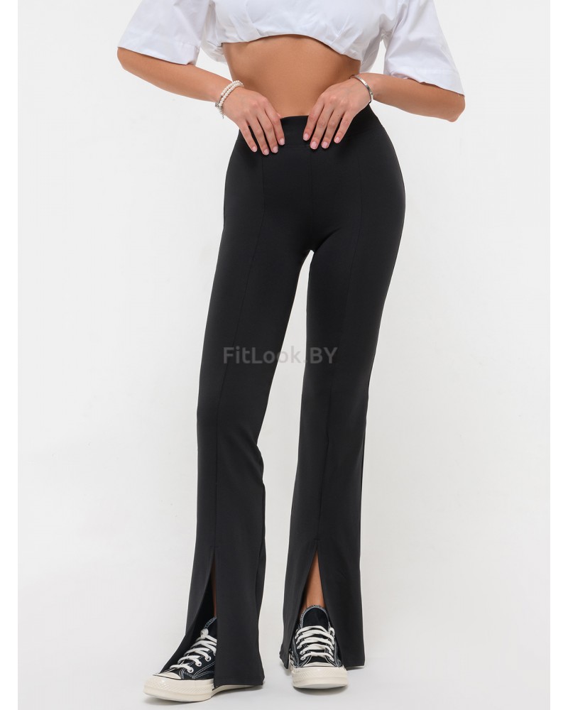 Спортивные брюки-клеш с разрезами и высокой талией Neverlate Slash