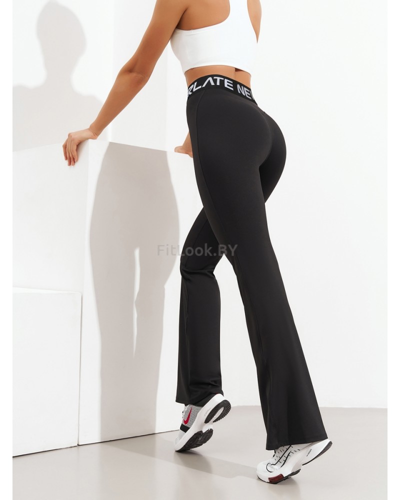 Спортивные брюки-клеш с высокой посадкой