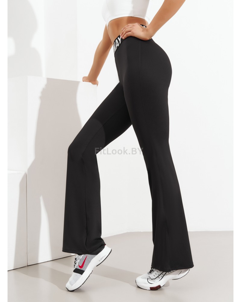 Спортивные брюки-клеш с высокой посадкой