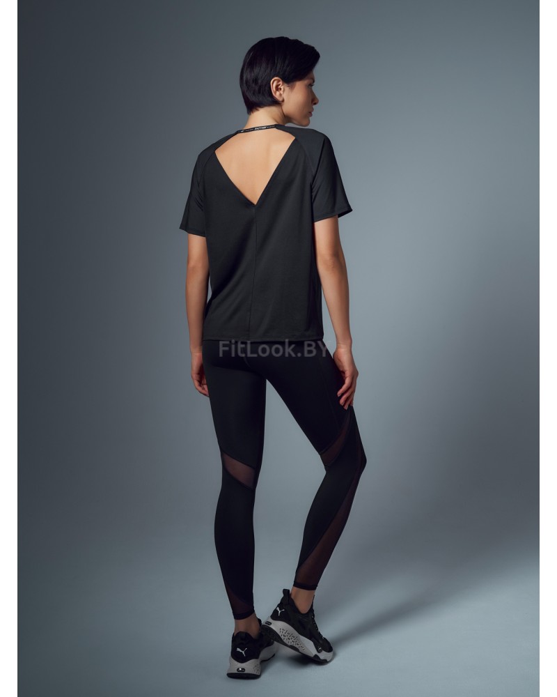 Футболка свободного силуэта с фигурным вырезом на спинке