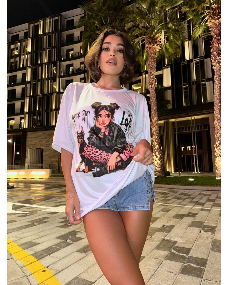 Футболка Bona Fashion: OVERSIZE T- shirt "Never stay in love"