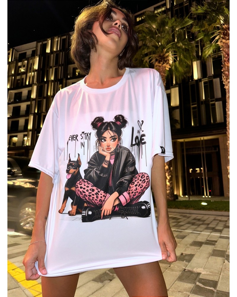 Футболка Bona Fashion: OVERSIZE T- shirt "Never stay in love"
