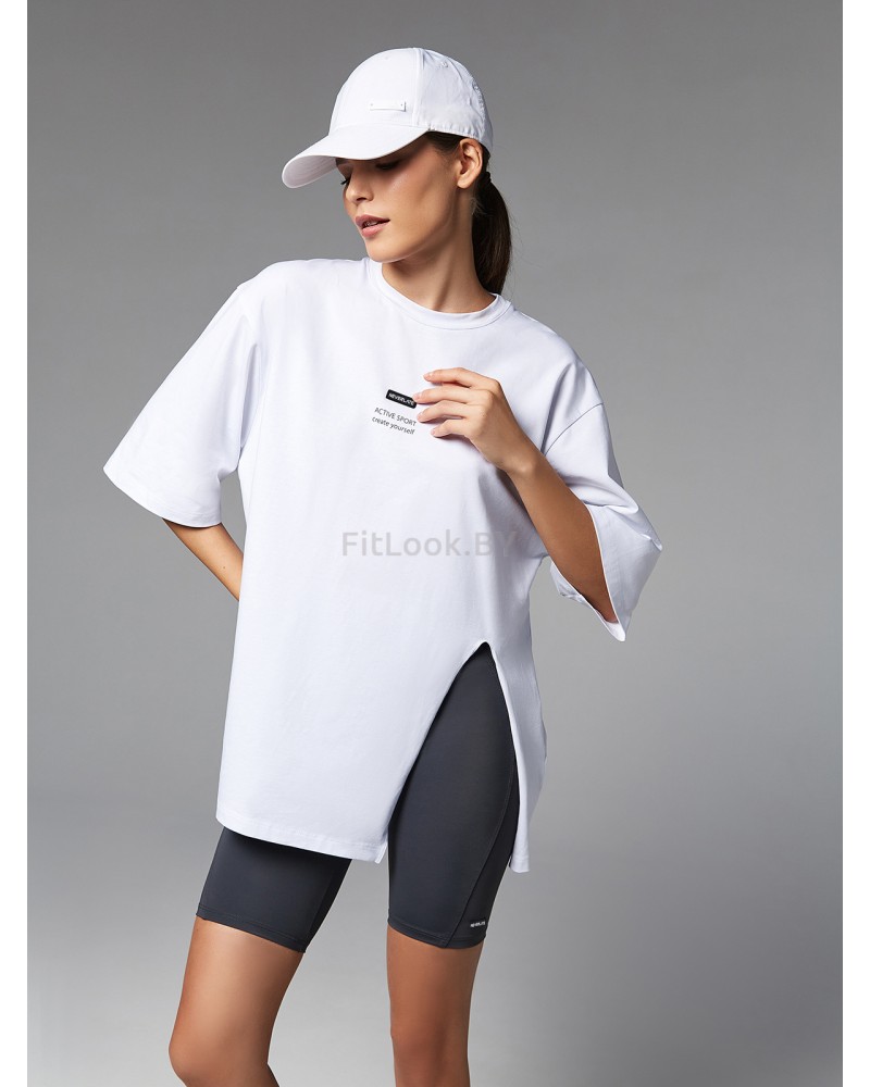 Футболка свободного силуэта ACTIVE SPORT create yourself с разрезом