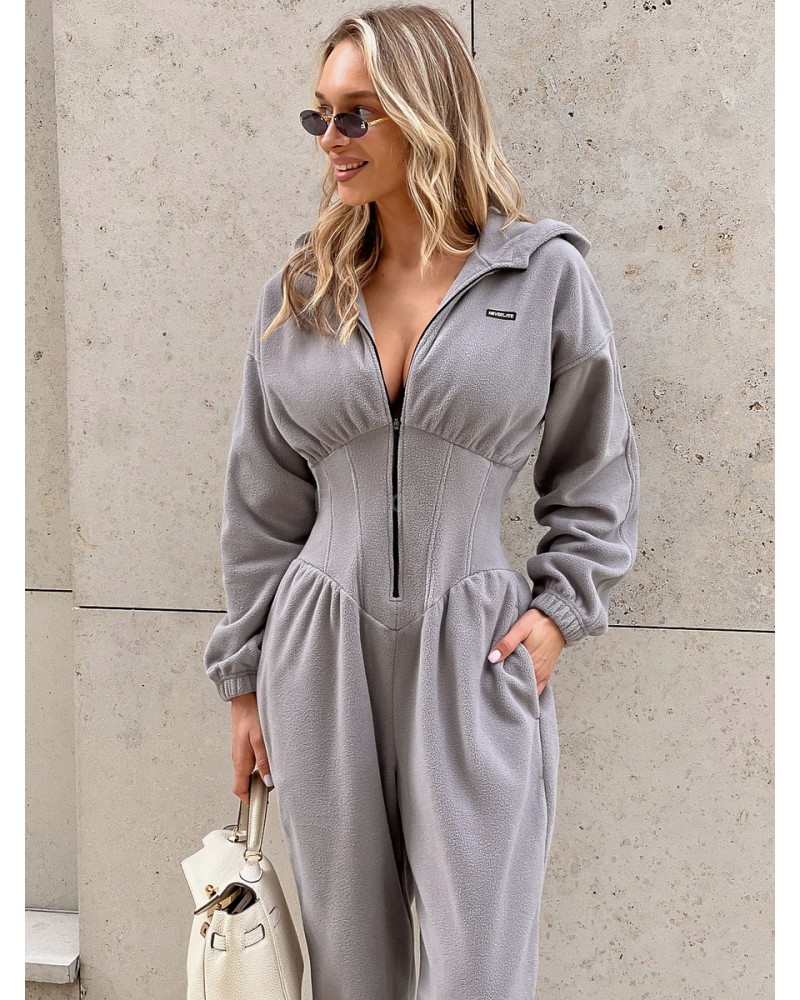 Утепленный комбинезон из флиса с иммитацией корсета