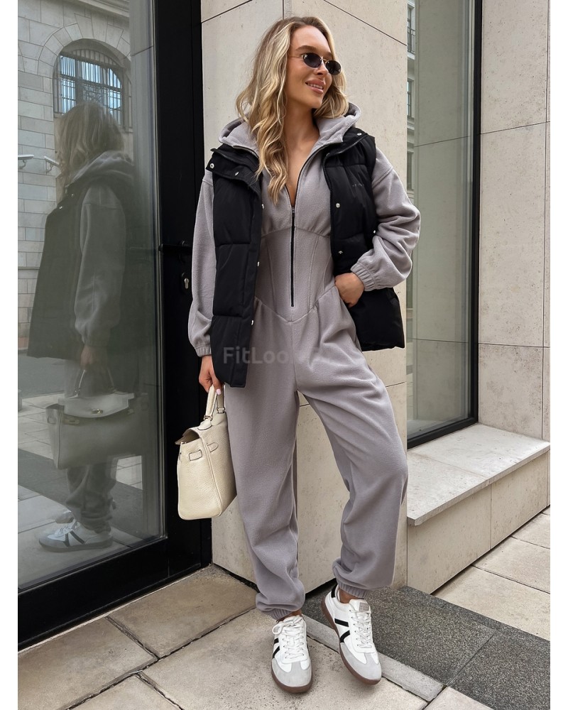 Утепленный комбинезон из флиса с иммитацией корсета