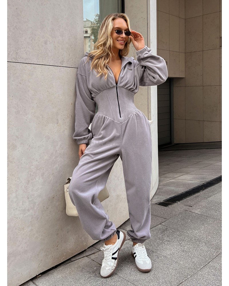 Утепленный комбинезон из флиса с иммитацией корсета