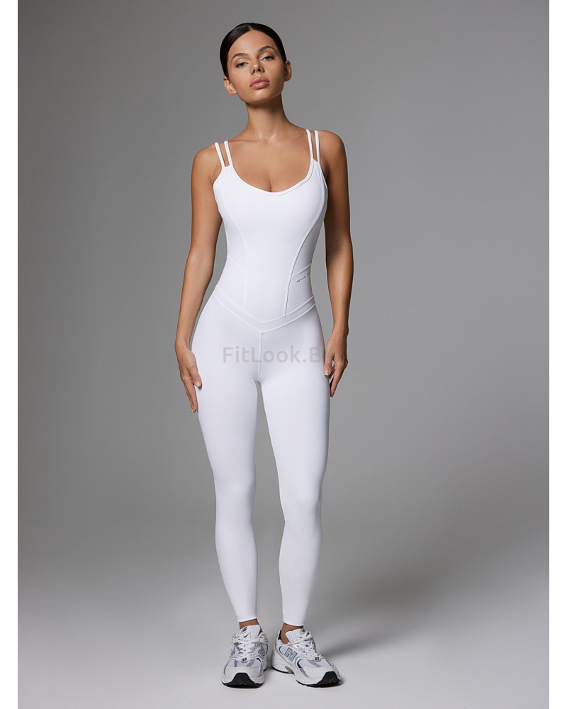 Моделирующий комбинезон на бретелях Neverlate Aerobics Classic White