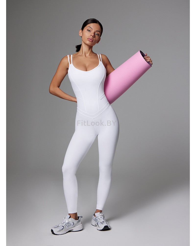 Моделирующий комбинезон на бретелях Neverlate Aerobics Classic White