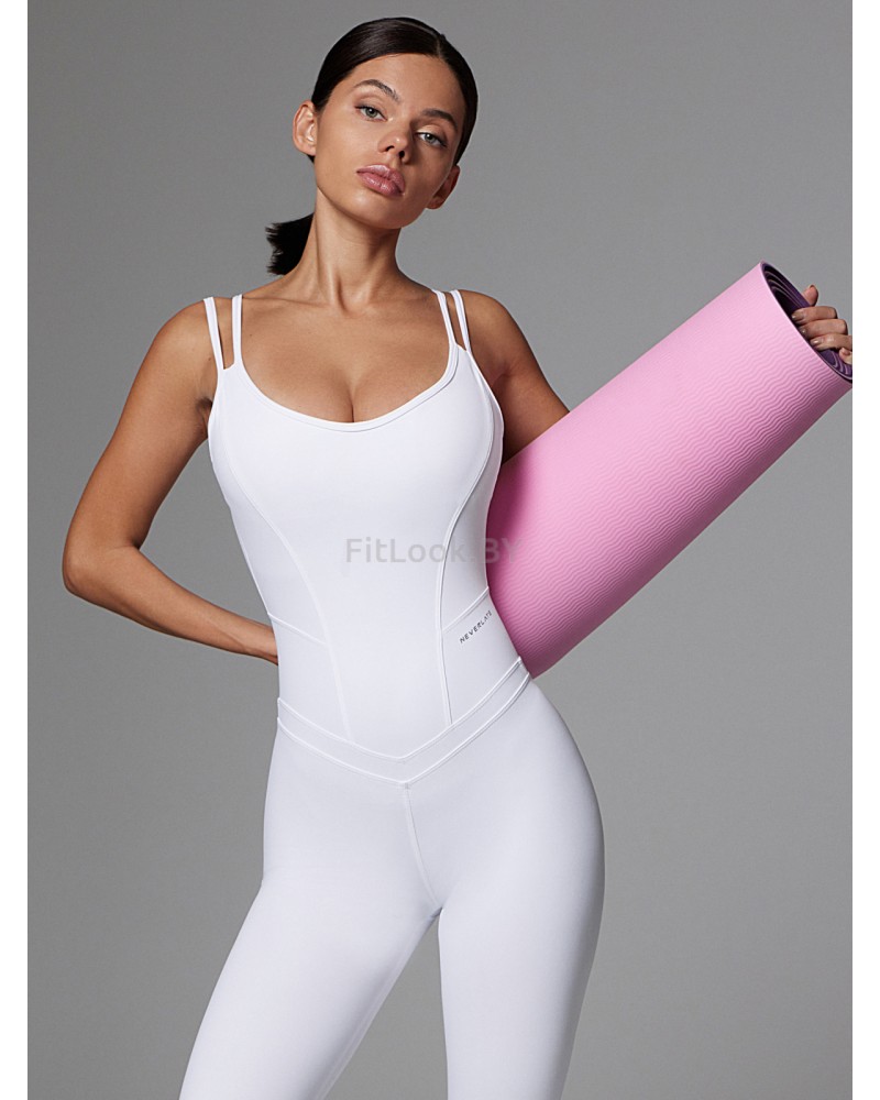 Моделирующий комбинезон на бретелях Neverlate Aerobics Classic White