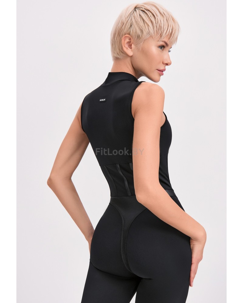 Комбинезон для фитнеса Corset Long Black  с фиксатором