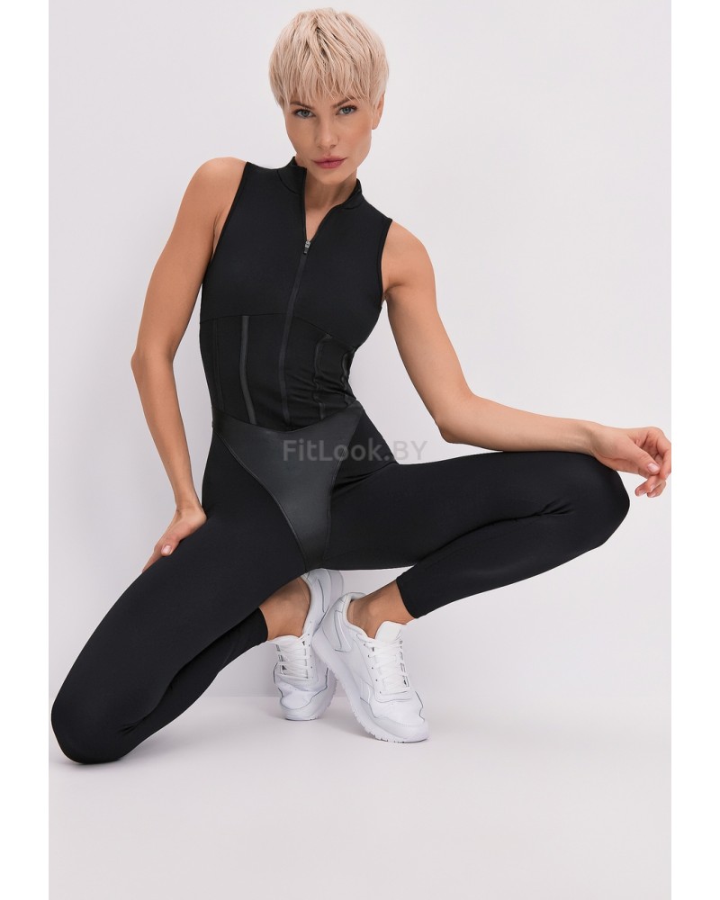 Комбинезон для фитнеса Corset Long Black  с фиксатором