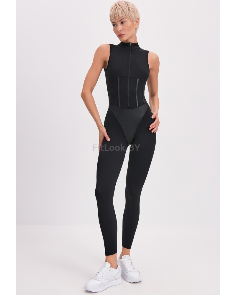 Комбинезон для фитнеса Corset Long Black  с фиксатором