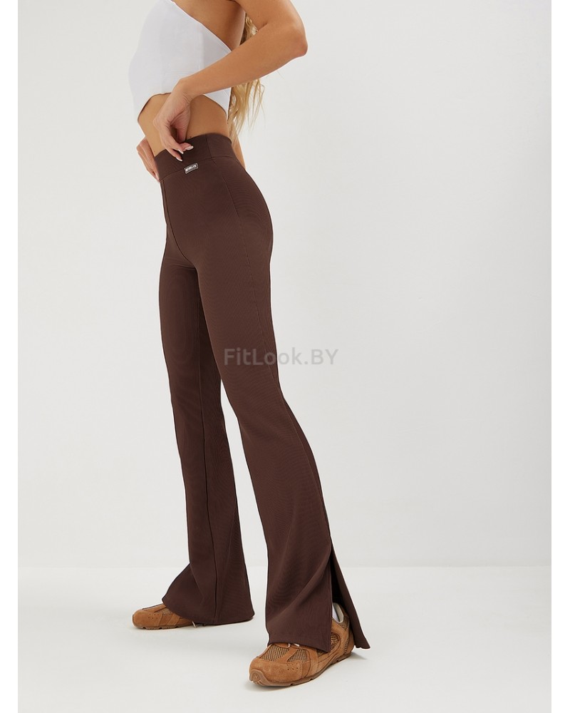 Брюки клеш в рубчик c разрезами NEVERLATE RIB Slash 