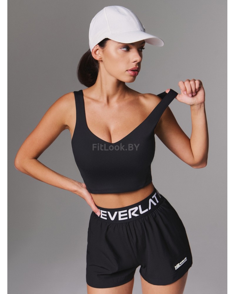 Спортивный топ-бра удлиненный Neverlate  V-BRA Long Black