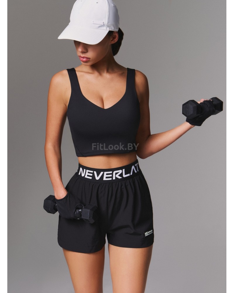 Спортивный топ-бра удлиненный Neverlate  V-BRA Long Black