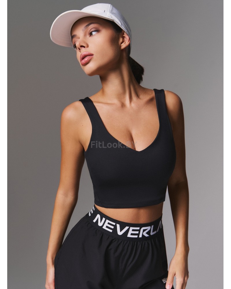 Спортивный топ-бра удлиненный Neverlate  V-BRA Long Black