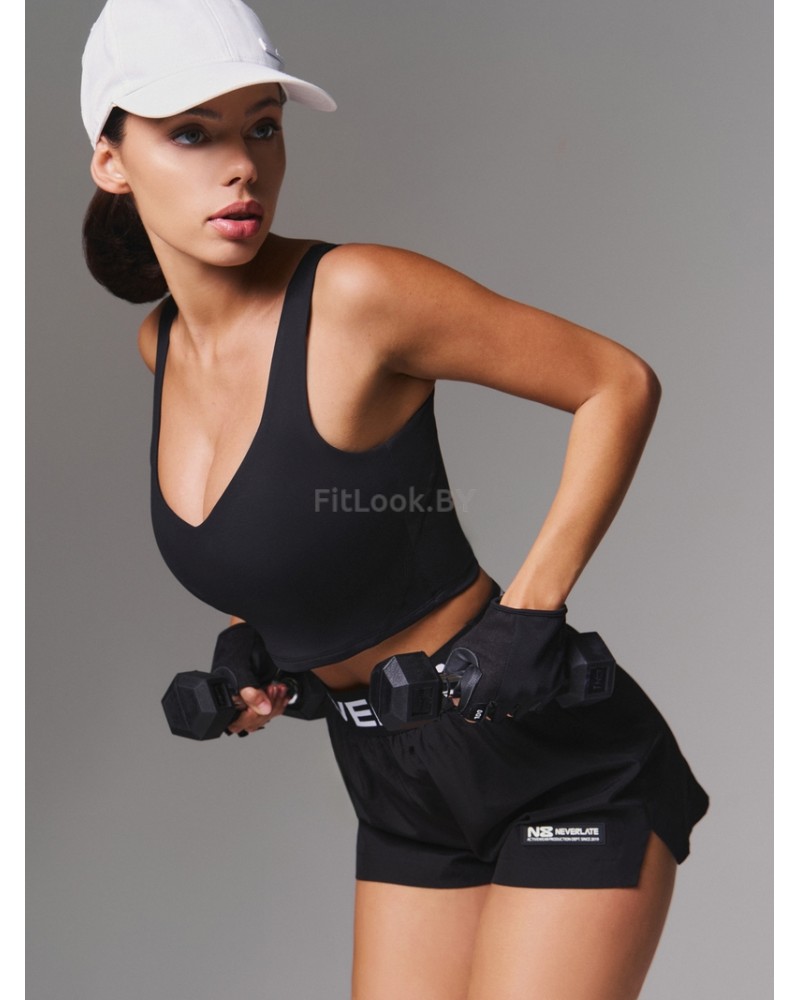 Спортивный топ-бра удлиненный Neverlate  V-BRA Long Black