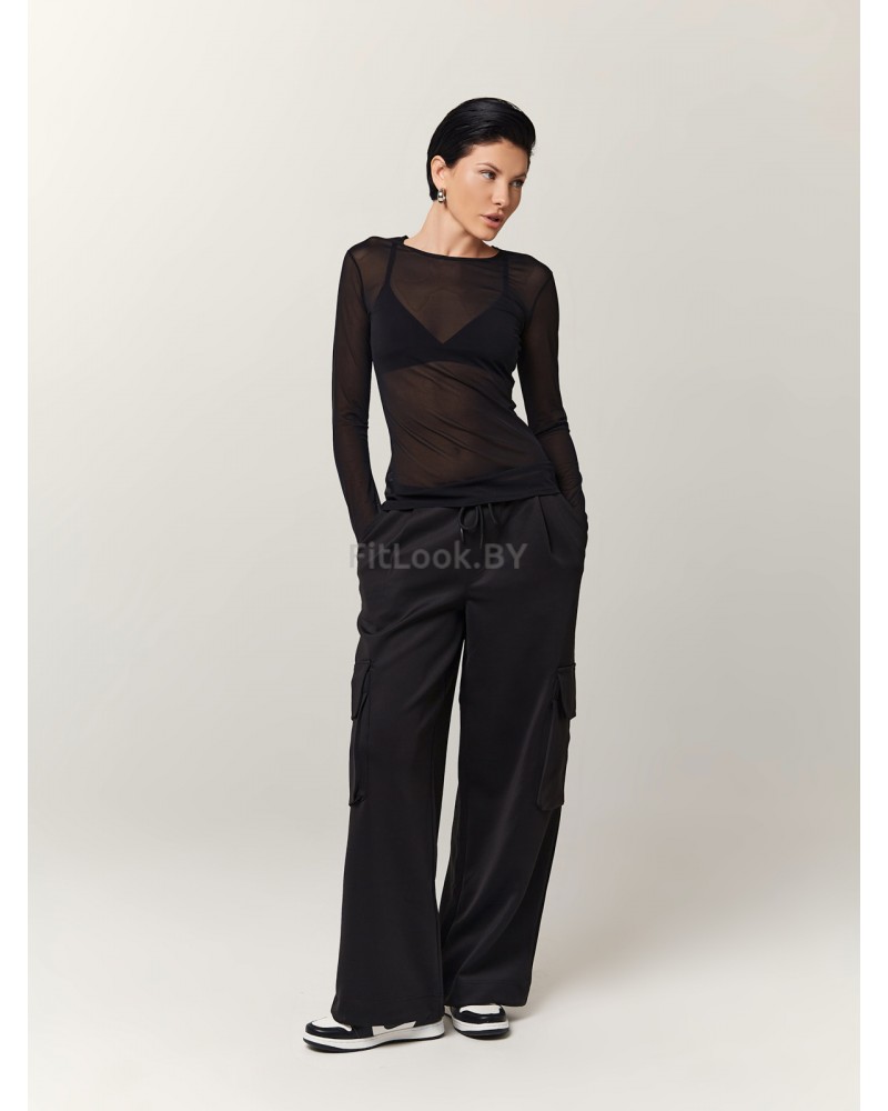 Базовый укороченый рашгард из эластичной сетки с длинным рукавом