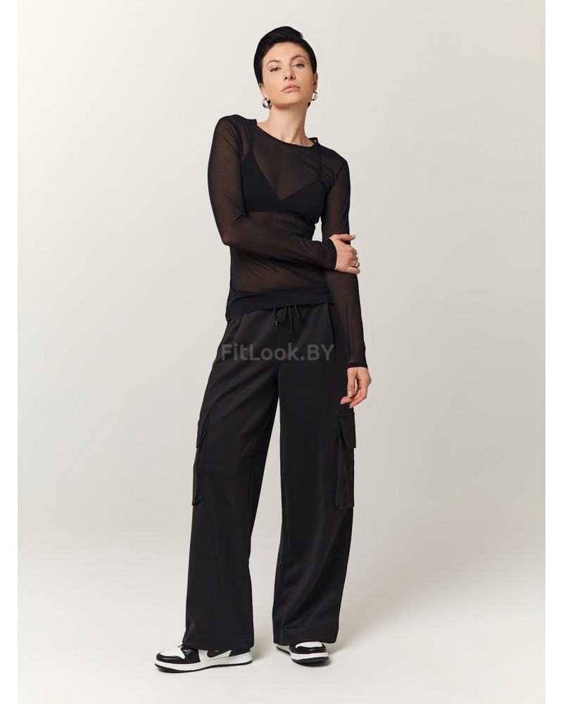 Базовый укороченый рашгард из эластичной сетки с длинным рукавом