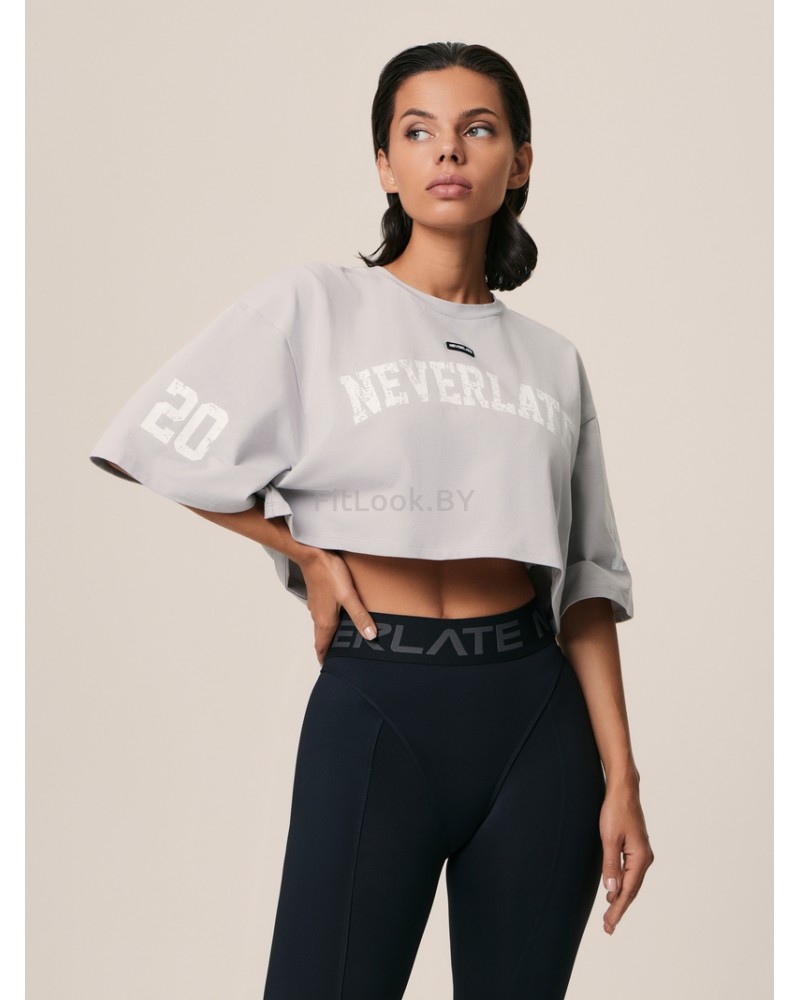 Укороченная серая футболка оверсайз Neverlate