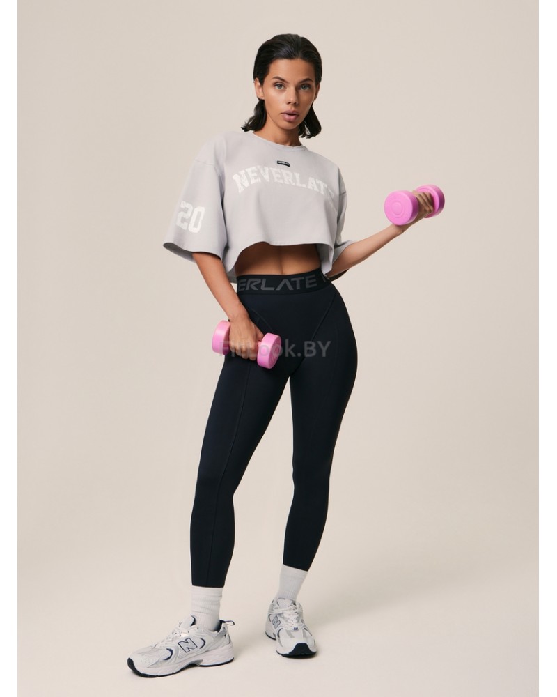 Укороченная серая футболка оверсайз Neverlate