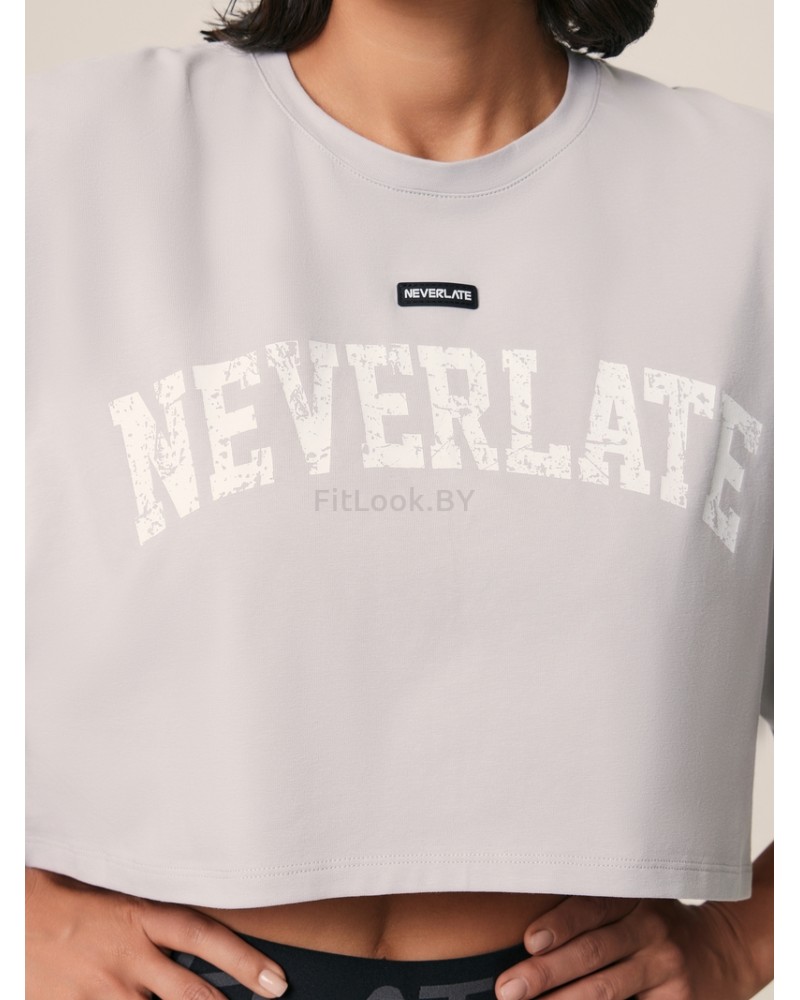 Укороченная серая футболка оверсайз Neverlate