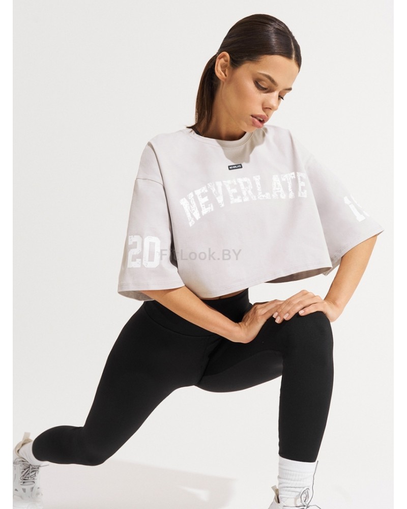 Укороченная серая футболка оверсайз Neverlate