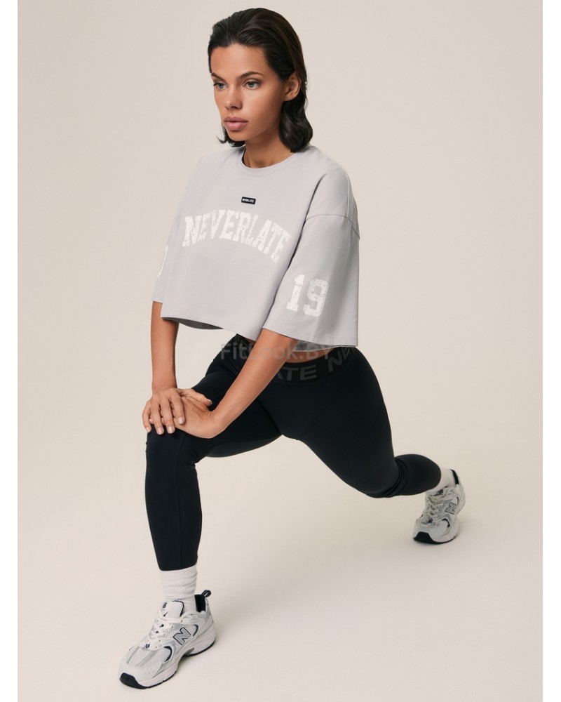 Укороченная серая футболка оверсайз Neverlate