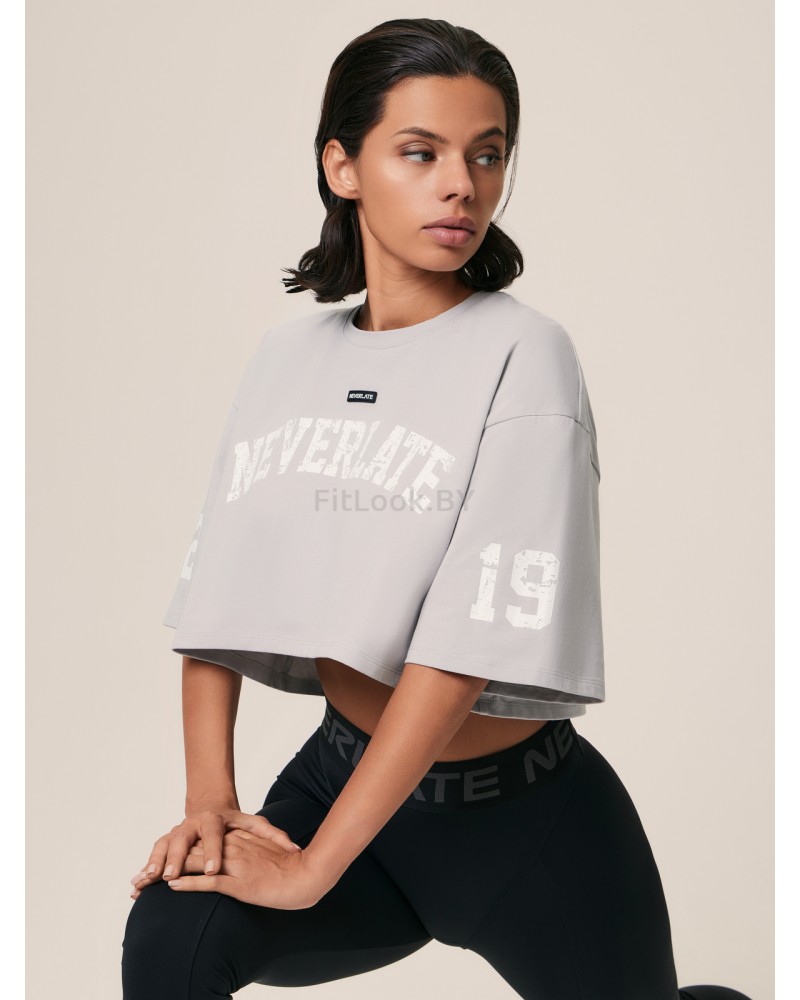 Укороченная серая футболка оверсайз Neverlate