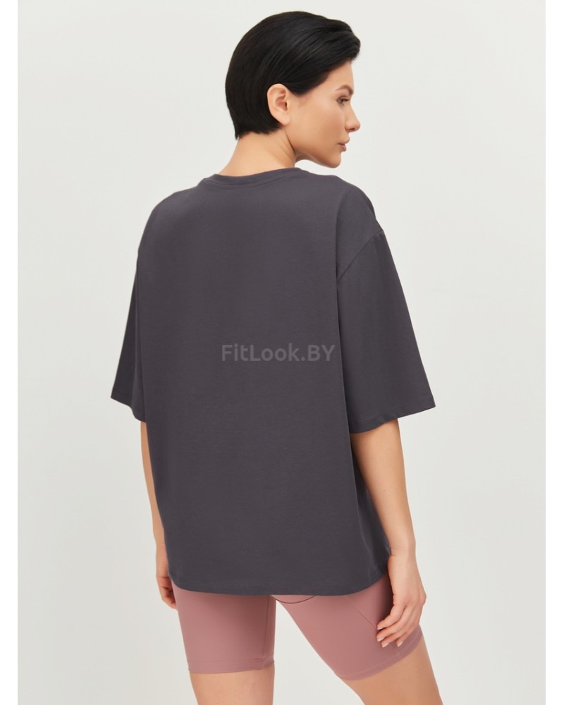 Футболка свободного силуэта ACTIVE SPORT create yourself с разрезом (графит)