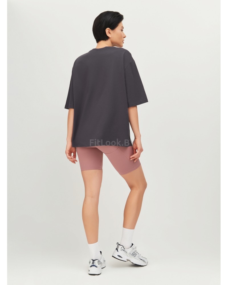 Футболка свободного силуэта ACTIVE SPORT create yourself с разрезом (графит)