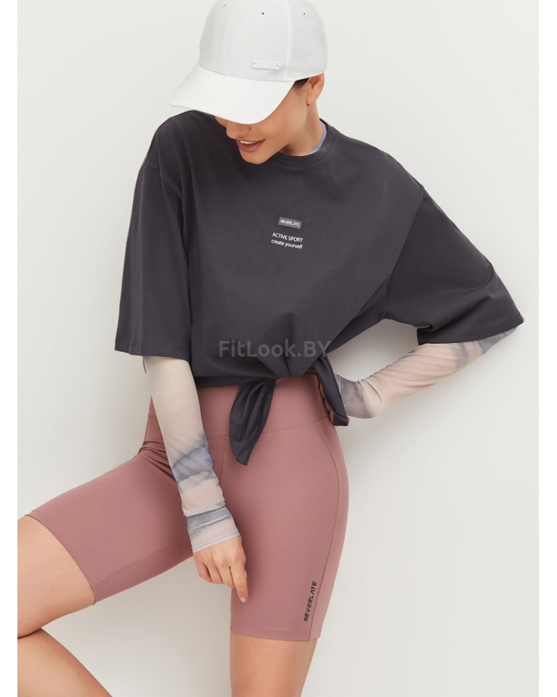 Футболка свободного силуэта ACTIVE SPORT create yourself с разрезом (графит)