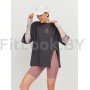 Футболка свободного силуэта ACTIVE SPORT create yourself с разрезом (графит)
