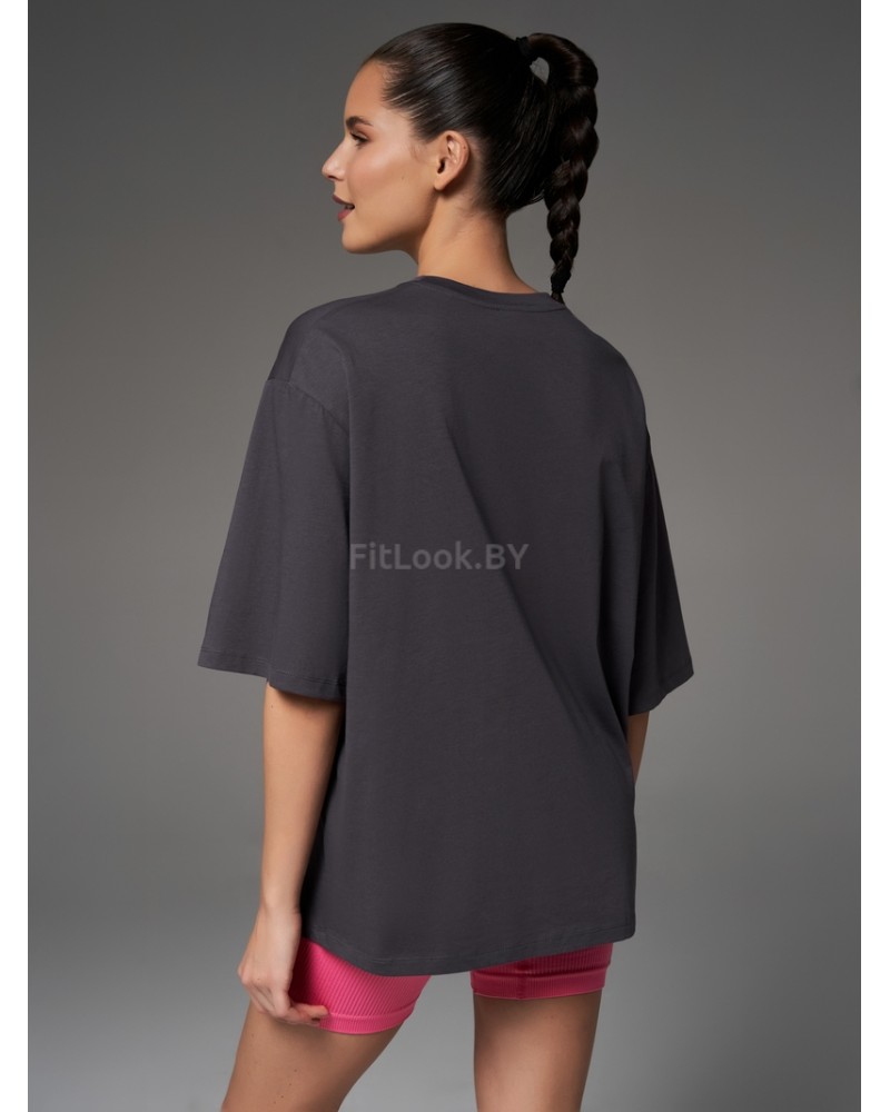 Футболка свободного силуэта ACTIVE SPORT create yourself с разрезом (графит)