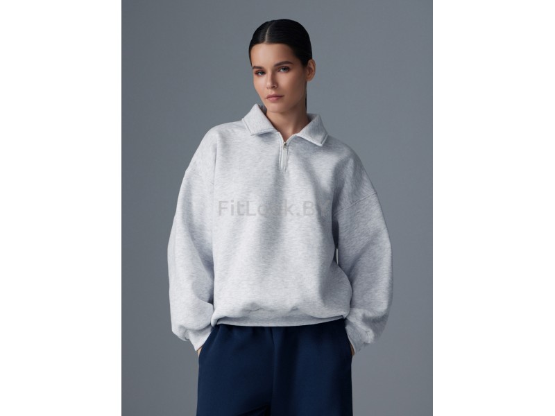 Свитшот-поло NEVERLATE Zip Grey Melange