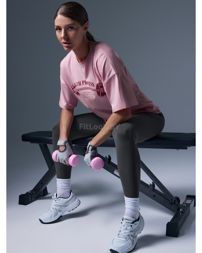 Оверсайз спортивная футболка GYM Princess розовая 