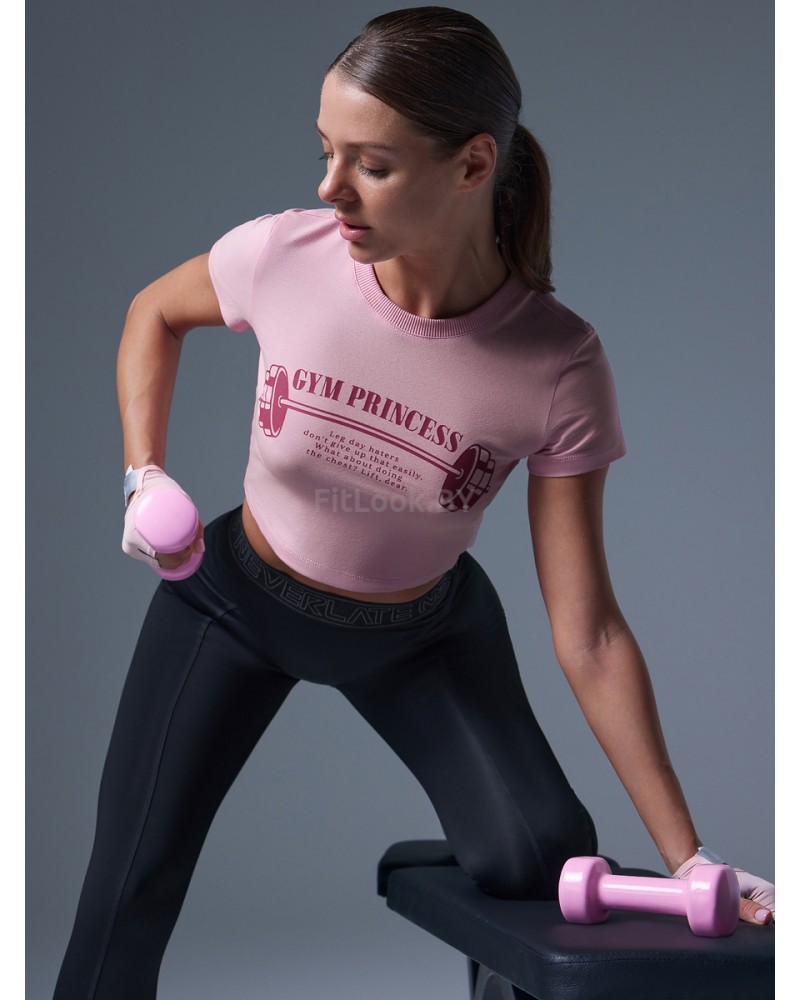 Укороченная спортивная футболка из хлопка GYM Princess розовая 