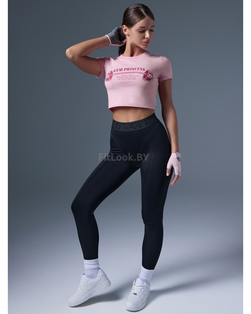 Укороченная спортивная футболка из хлопка GYM Princess розовая 
