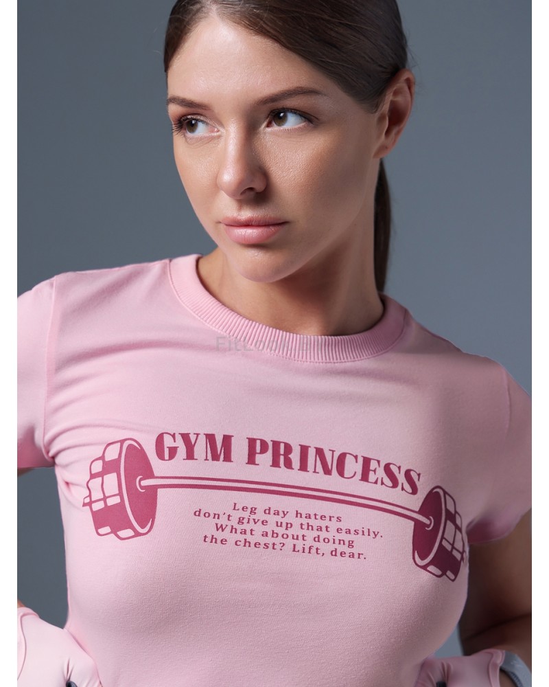 Укороченная спортивная футболка из хлопка GYM Princess розовая 