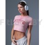 Укороченная спортивная футболка из хлопка GYM Princess розовая 