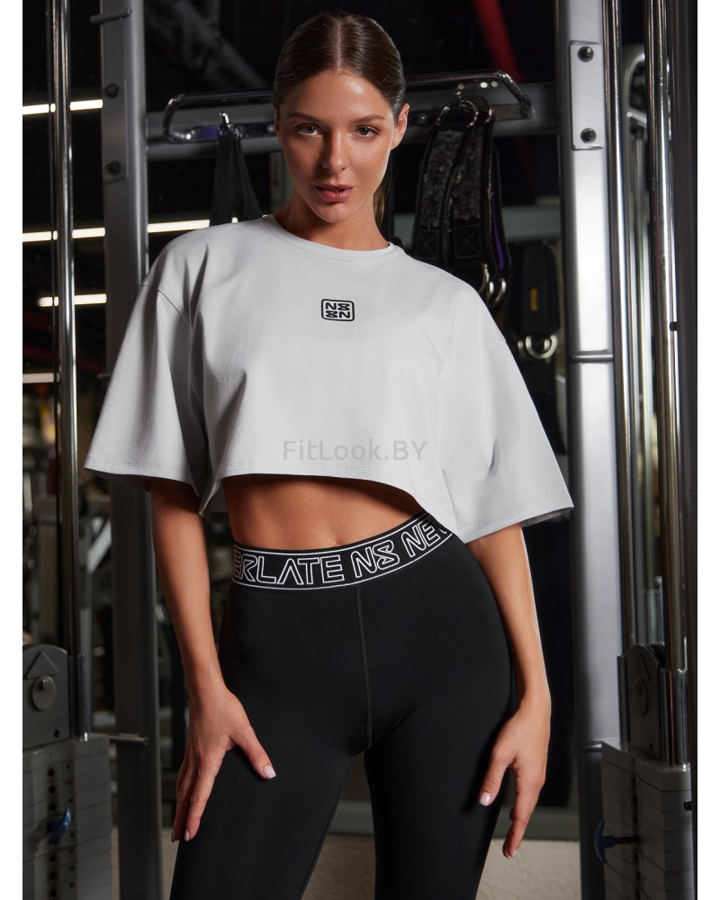 Укороченная серая футболка оверсайз Neverlate NS