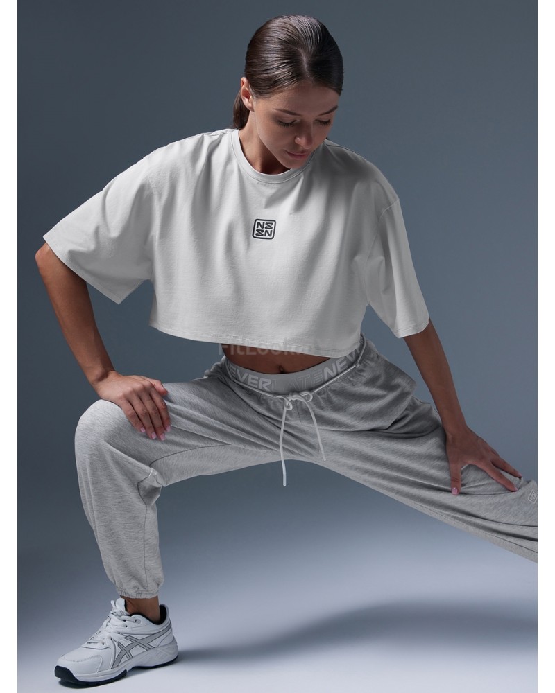 Укороченная серая футболка оверсайз Neverlate NS