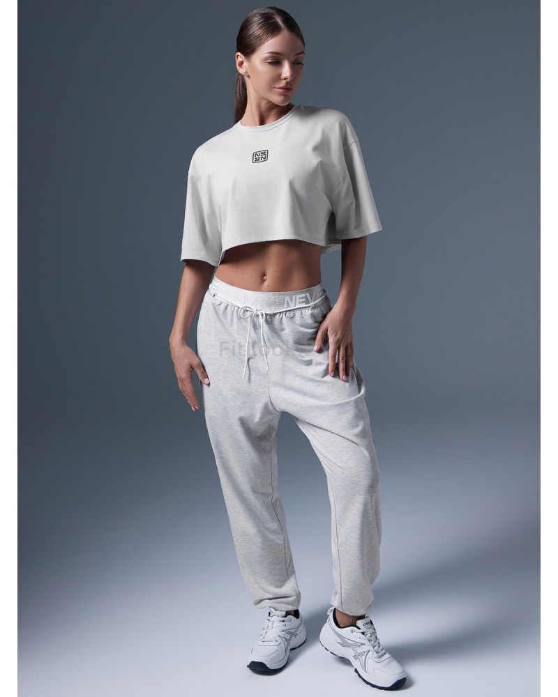 Укороченная серая футболка оверсайз Neverlate NS