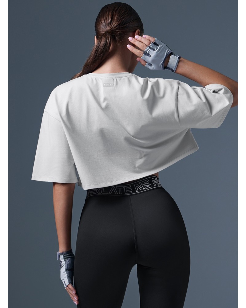 Укороченная серая футболка оверсайз Neverlate NS