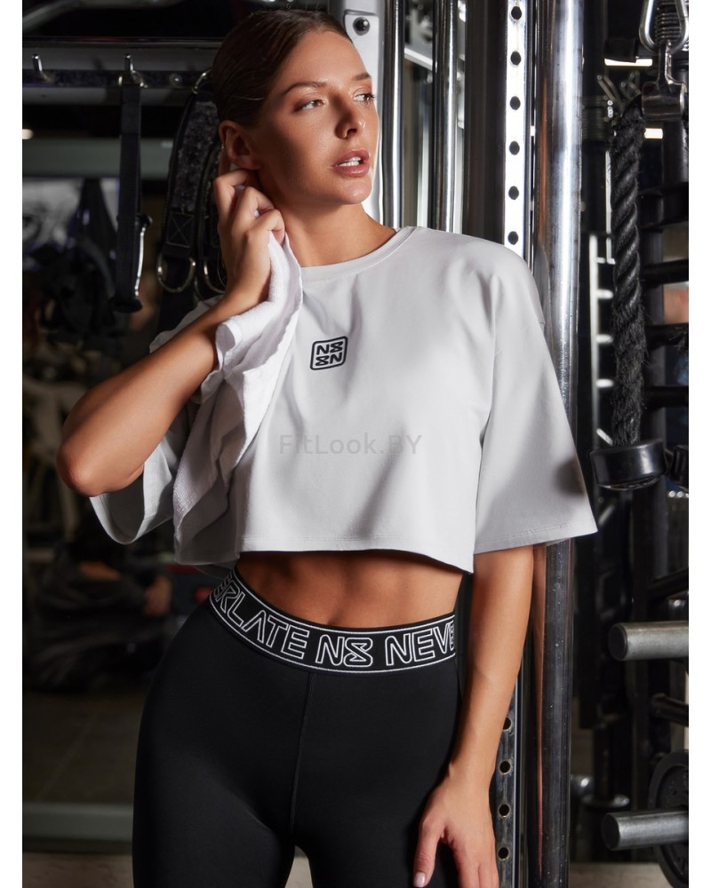 Укороченная серая футболка оверсайз Neverlate NS