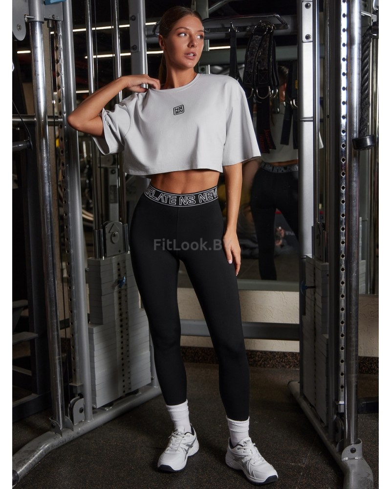 Укороченная серая футболка оверсайз Neverlate NS