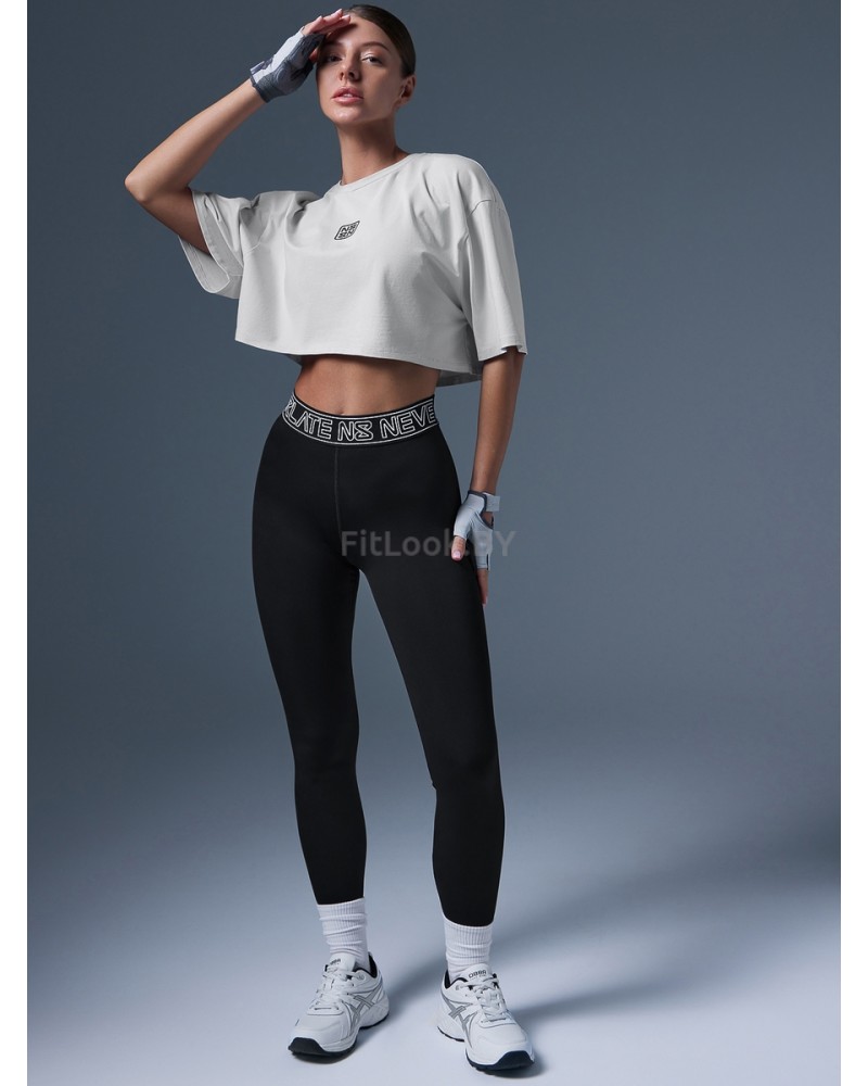 Укороченная серая футболка оверсайз Neverlate NS