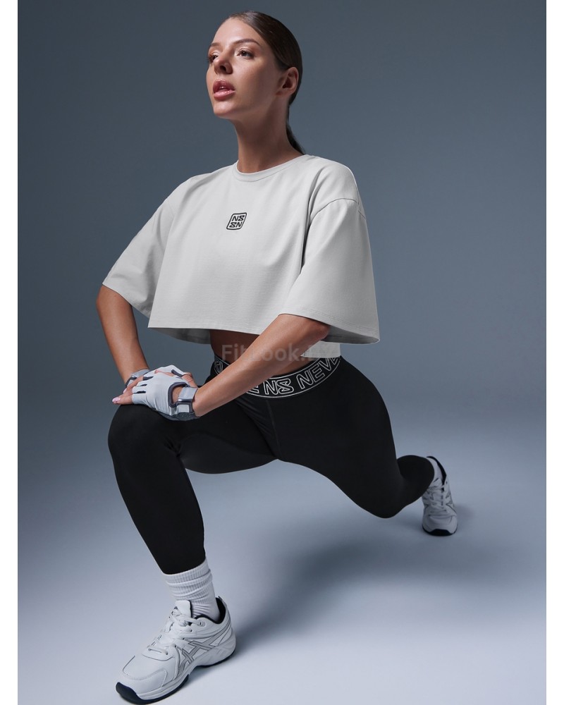 Укороченная серая футболка оверсайз Neverlate NS